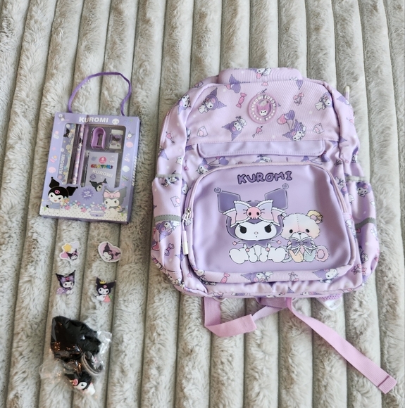 Kuromi Lavender Backpack Bookbag Set - Picture 1 of 8